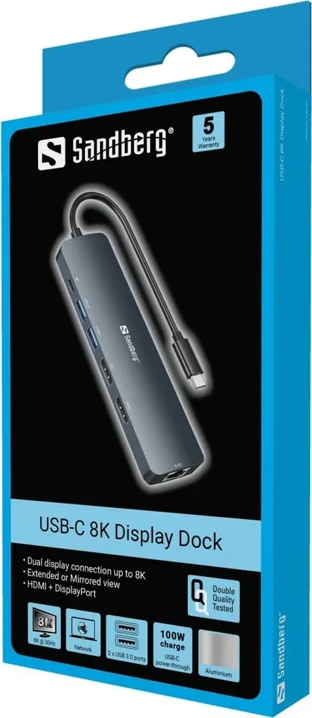 Dock USB-C Sandberg, 8K, 100 W, Gri - 7
