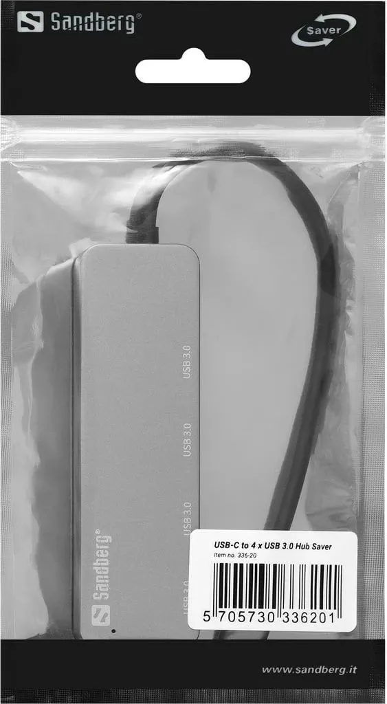 Hub USB-C Sandberg 4 x USB 3.0, Argjendtë, Alumini - 2