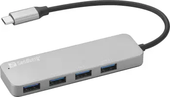 Hub USB-C Sandberg 4 x USB 3.0, Argjendtë, Alumini