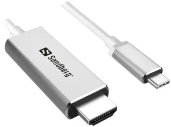 kabllo USB-C në HDMI Sandberg 136-21, 2 m, 4K@60Hz, HDCP 2.2, housing alumini, e zezë