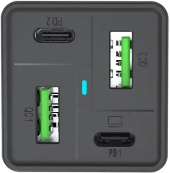 Karikues 4-në-1 SANDBERG 441-45 65W 2xUSB-C PD, 2xUSB-A QC, me kabllo AC EU 1.5m, i zi, set 1 copë