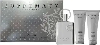 Set kozmetik Afnan Supremacy Silver, EDP 100 ml + xhel dushi 100 ml + balsam pas rrojёs 100 ml