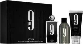 Set Afnan 9 PM Eau De Parfum, 100 ml & Xhel Dushi, 200 ml & Deodorant, 250 ml