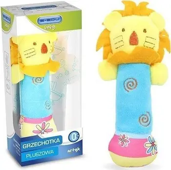 Lodër zile pelushi Artyk E Edu Lion, 16cm, për bebe, shumëngjyrëshe