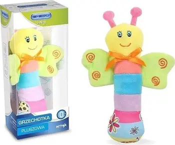 Lodër pelushi me zile Artyk Butterfly 128561, 16cm, për bebe, shumëngjyrëshe