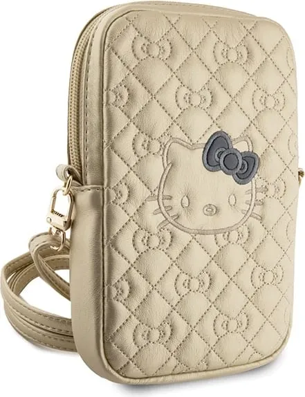 Çantë dore Hello Kitty Quilted Bows Strap, lëkurë artificiale, ari - 3