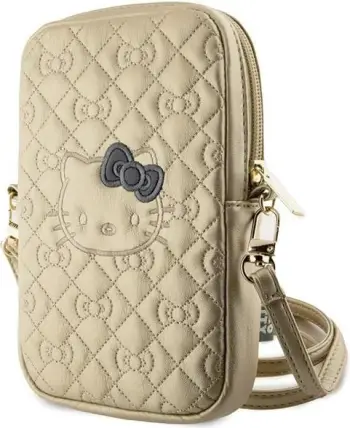 Çantë dore Hello Kitty Quilted Bows Strap, lëkurë artificiale, ari