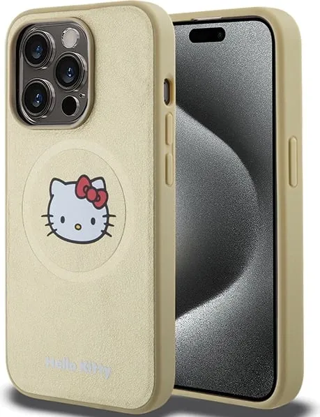 Mbështjellës Hello Kitty Leather Kitty Head MagSafe për iPhone 13 Pro Max, ari - 1