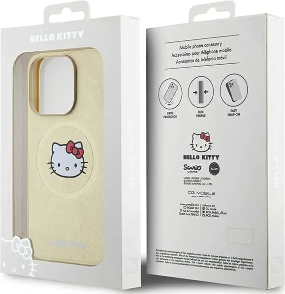 Mbështjellës Hello Kitty Leather Kitty Head MagSafe për iPhone 13 Pro Max, ari - 2