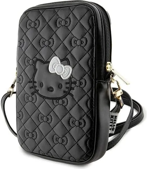 Çantë dore Hello Kitty Quilted Bows Strap, lëkurë artificiale, e zezë - 1
