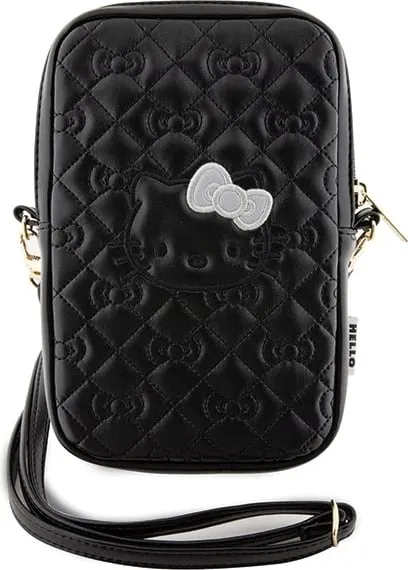 Çantë dore Hello Kitty Quilted Bows Strap, lëkurë artificiale, e zezë - 2