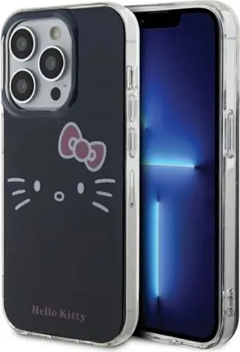 Mbështjellës Hello Kitty IML Kitty Face për iPhone 15 Pro, i zi