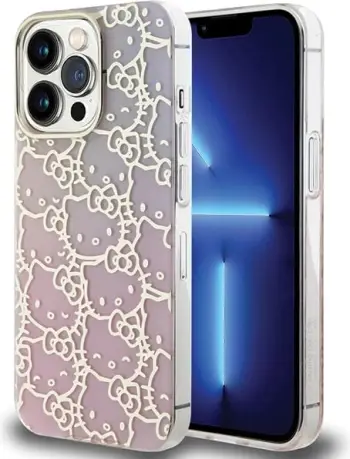 Mbështjellës Hello Kitty IML Gradient Electrop Crowded Kitty Head për iPhone 13 Pro Max, Rozë