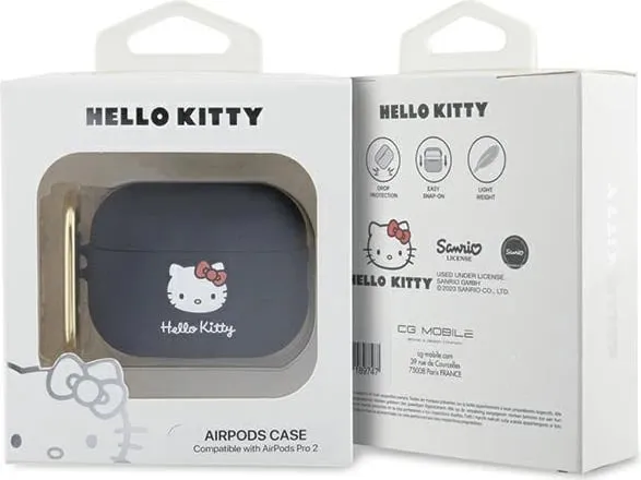 Mbulesë silikoni për AirPods Pro Hello Kitty, likuide, e zezë - 4