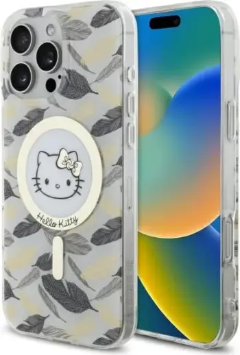 Mbështjellës Hello Kitty IML Golden Leaves MagSafe për iPhone 16 Pro Max, Bardhë
