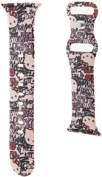 Rrip silikoni për Apple Watch Hello Kitty, 38/40/41mm, rozë - 1
