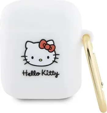 Mbulesë silikoni për AirPods Hello Kitty, me karabinë, rozë