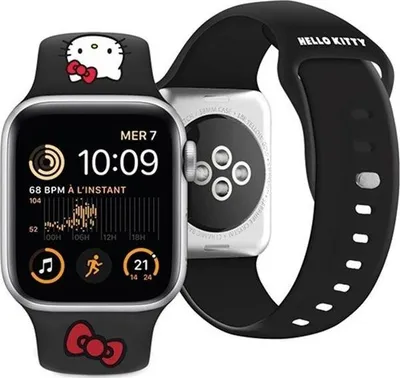 Rrip silikoni për Apple Watch Hello Kitty, 38/40/41mm, i zi - 2
