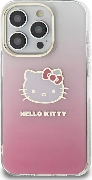 Mbështjellës Hello Kitty IML Gradient Electrop Kitty Head për iPhone 15 Pro, rozë - 2