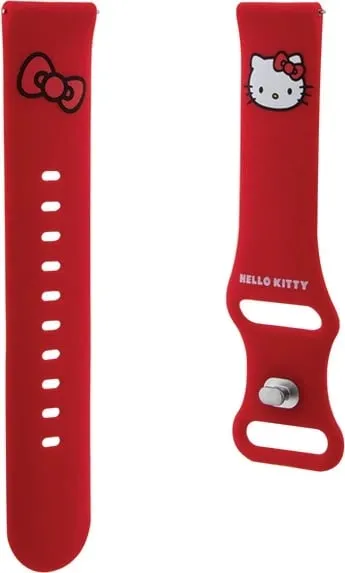 Rrip silikoni për smartwatch Hello Kitty Silicone Kitty Head, 20mm, Kuq - 1