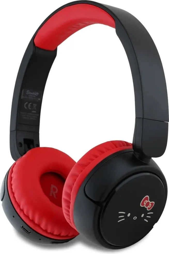 Kufje Bluetooth Hello Kitty Face Logo, on-ear, 30 orë, USB-C, Kuqe - 1
