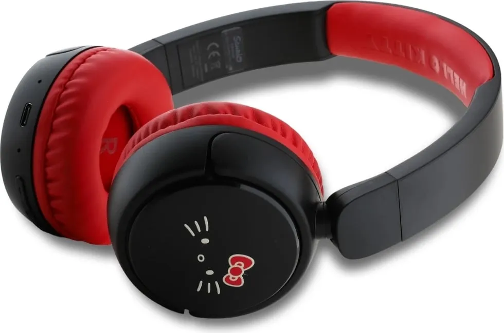 Kufje Bluetooth Hello Kitty Face Logo, on-ear, 30 orë, USB-C, Kuqe - 2