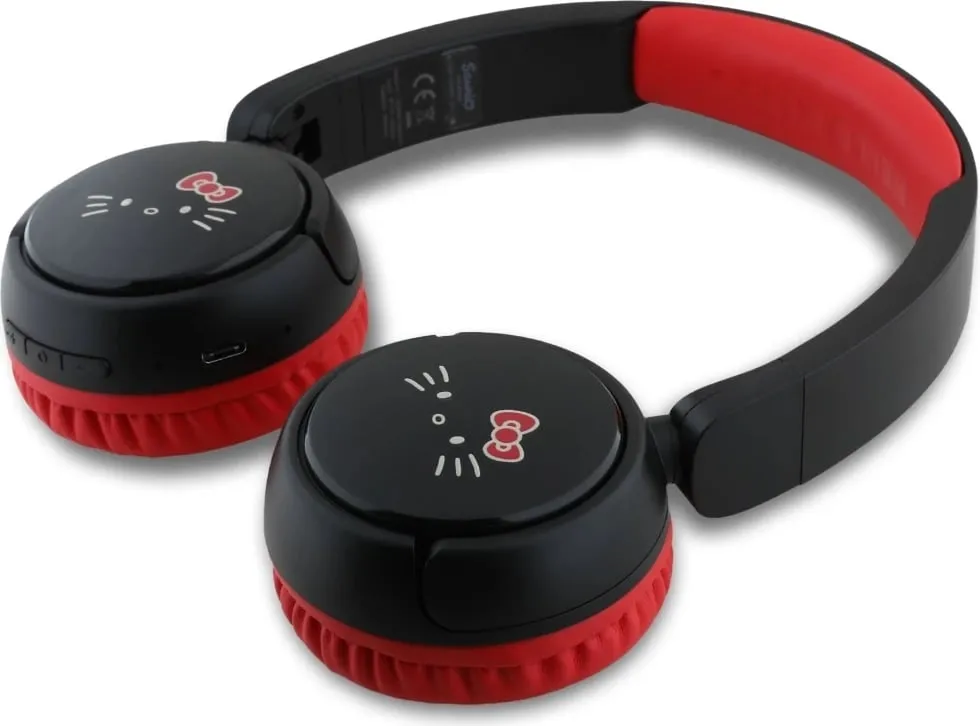 Kufje Bluetooth Hello Kitty Face Logo, on-ear, 30 orë, USB-C, Kuqe - 4