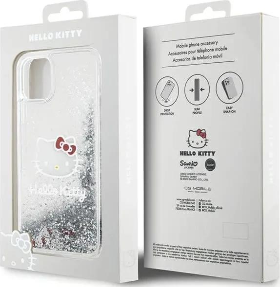 Mbulesë telefoni Hello Kitty për iPhone 11, efekt liquid glitter, transparente shumëngjyrëshe - 2
