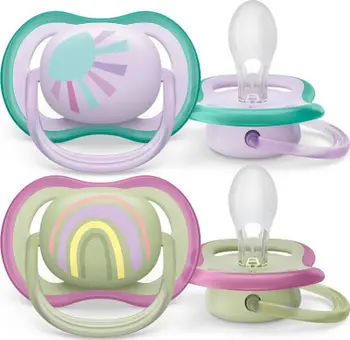 Qetësues për bebe Philips Avent Ultra Air SCF085/59, 0–6 muaj, silikon, set 2 copë, rozë