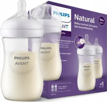 Biberon Philips Avent SCY903/02, 260 ml, set 2 copë, transparent