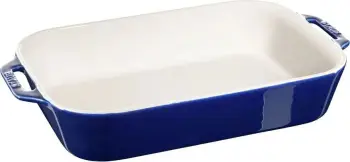 Enë pjekje Staub qeramike 34x24x7.6 cm, kaltër