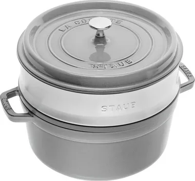 Tenxhere rrethore gize STAUB me insert, smalt, e zezë - 1