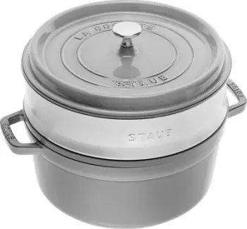 Tenxhere rrethore gize STAUB me insert, smalt, e zezë
