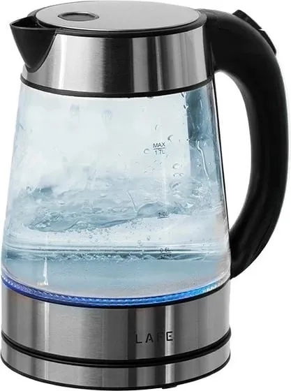 Çajnik elektrik Lafe Essential Glass, 1.7L, xham, argjendtë - 2
