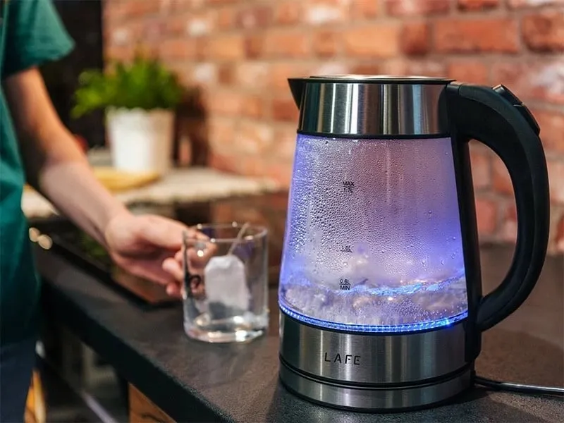 Çajnik elektrik Lafe Essential Glass, 1.7L, xham, argjendtë - 6