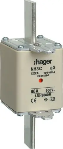 Futje e siguresës Hager Polo NH3C 80A 500V gG (LNH3080M)