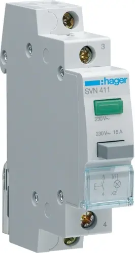 Ndërprerës me buton Hager, 16A, 1Z 230V, AC SVN411