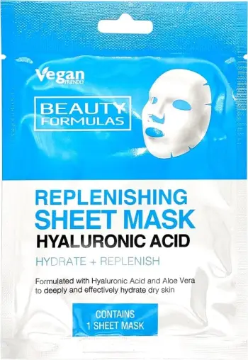 Maskë fytyre Beauty Formulas Replenishing Sheet Mask me acid hialuronik për femra, 1 copë