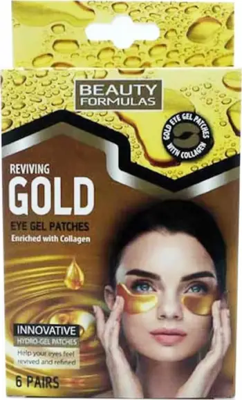 Patches për sy Beauty Formulas Gold Eye Gel për femra, 6 çifte, ar