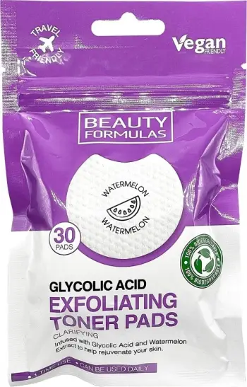 Peceta pastruese Beauty Formulas Glycolic Acid, 30 copë, për heqjen e grimit