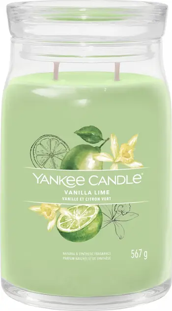 Qirinj aromatik Yankee Candle Signature Vanilla Lime, 567g, kavanoz i madh, shumëngjyrësh