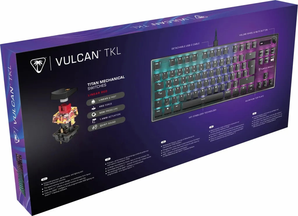 Tastierë mekanike Turtle Beach Vulcan TKL, RGB, QWERTZ, e zezë - 6