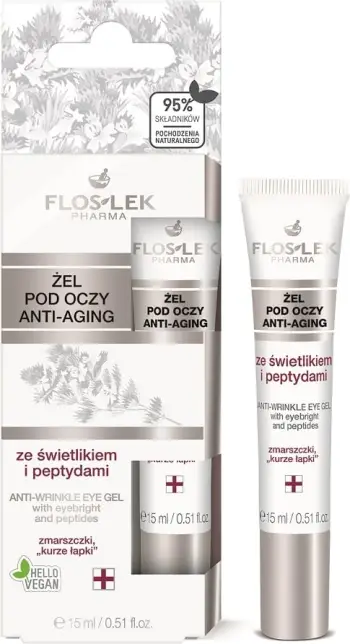 Xhel për sy për femra Floslek Anti-aging me lëng delli dhe peptide, 15ml