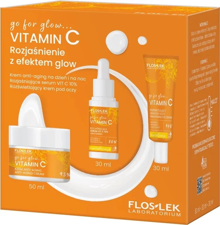 Set për kujdes të fytyrës Floslek go for glow Vitamin C, 3 copë - 1