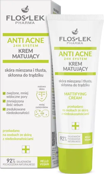 Krem fytyre për femra Floslek Anti-Acne 24h Mattifying System, 50ml
