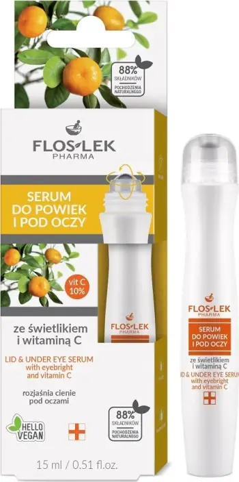 Serum për sy Floslek me vitaminë C dhe aplikator metalik, për femra, 15ml