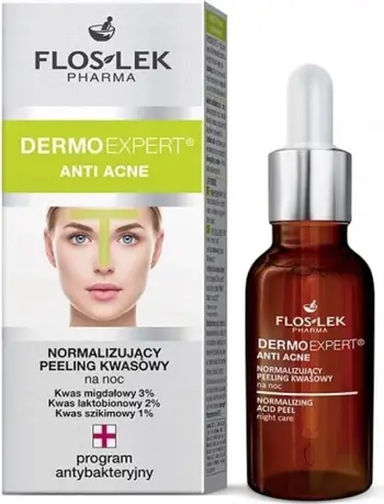 Peeling acid për fytyrë Floslek Dermo Expert Anti Acne, 30ml, femra
