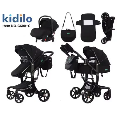 Karrocë për bebe Kidilo G600 3në1, e zezë - 1
