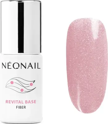 Bazë hibride për thonj për femra NeoNail Revital Base Fiber Blinking Cover Pink 7.2ml
