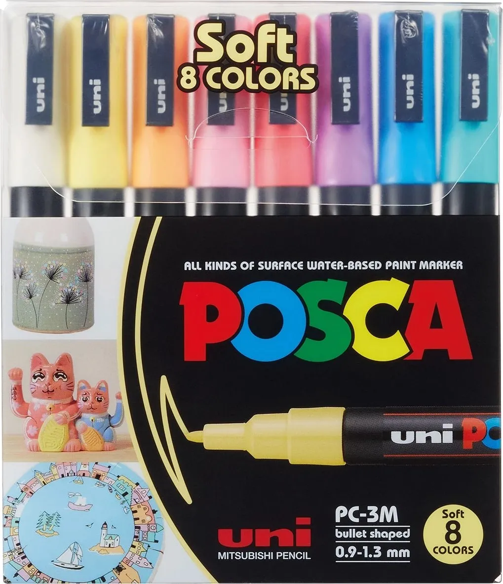 Set Uni-marker POSCA pc-3m Pastel Colors 8/1 - 1